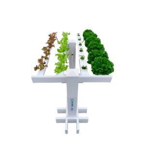 La mini bancada hidropónica es una estructura compacta y modular diseñada para sostener perfiles o canaletas de cultivo hidropónico en pequeños espacios. Su función principal es elevar y organizar los canales donde crecen las plantas, permitiendo una circulación eficiente de la solución nutritiva y facilitando el acceso al sistema para el cuidado y cosecha.